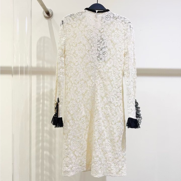 🧨steal Authentic Gucci Cream Lace Dress with Black Details - Picture 2 of 8